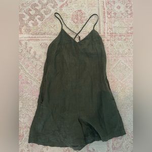 Army Green Linen Romper